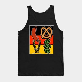 Love Oktoberfest German Flag Sausage and Pretzel Tank Top